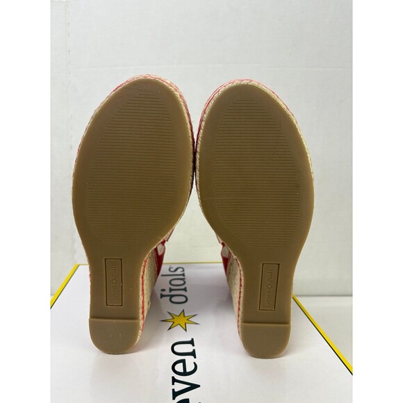 SEVEN DIALS Women's Berlina Red/Nubuck Platform Toe Wedge Espadrille Sandals 8M - Picture 6 of 6